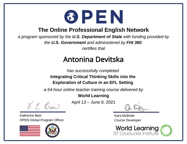 Integrating Critical Thinking Skills into the Exploration of Culture in an EFL Setting (OPEN Program)