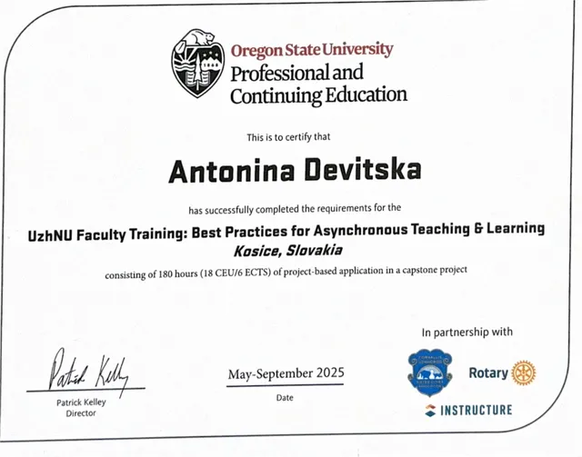 UzhNU Faculty Training: Best Practices for Asynchronous Teaching & Learning (Capstone Project)
